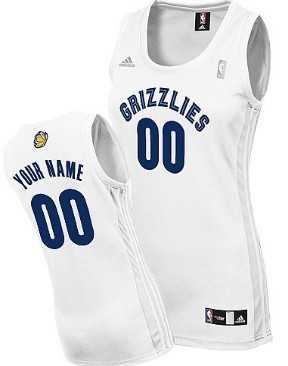 Women%27s Customized Memphis Grizzlies White Jersey->customized nba jersey->Custom Jersey